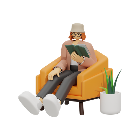 Satisfaça seus desejos literários, espaço de leitura luxuoso  3D Icon
