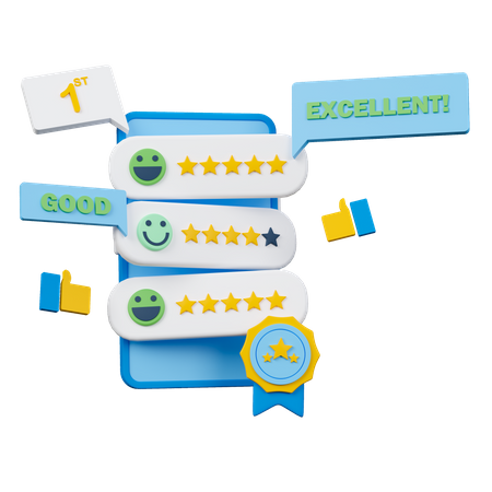 Satisfaction Review On Mobile Phone  3D Icon