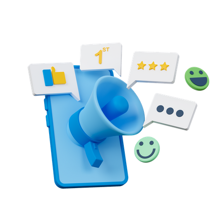 Satisfaction Review On Mobile Phone  3D Icon