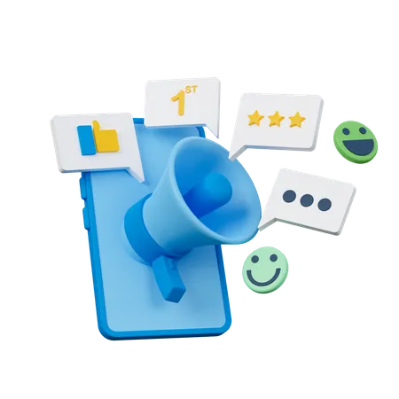 Satisfaction Review On Mobile Phone  3D Icon