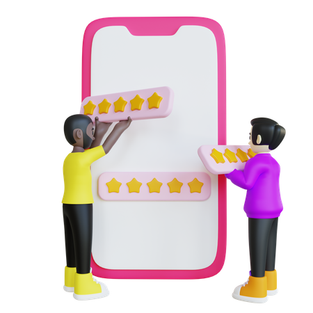 Satisfied Customers Giving Five Stars Review 3D Illustration