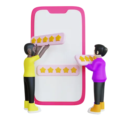 Satisfied Customers Giving Five Stars Review 3D Illustration