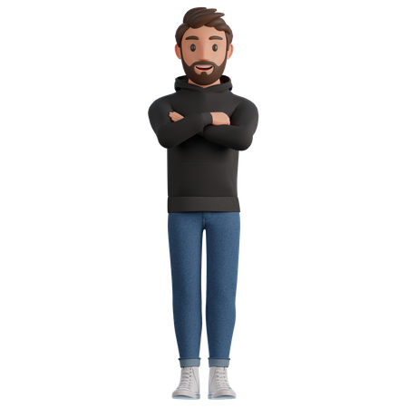 Satisfied man giving standing pose 3D Illustration