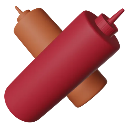 3 D Sauce And Ketchup Bottle Illustration 3D Icon