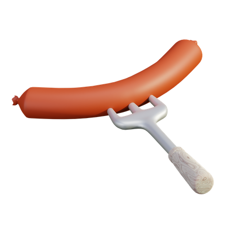 Saucisse avec une fourchette  3D Icon