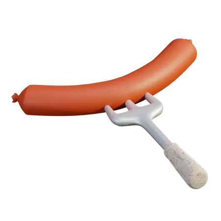 Saucisse avec une fourchette  3D Icon