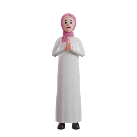 Saudação de mulher muçulmana  3D Illustration