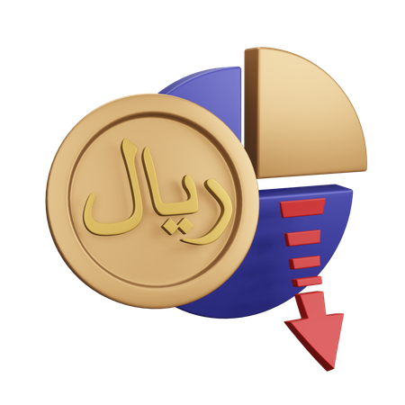 Saudi Riyal Decrease Monet Chart  3D Icon