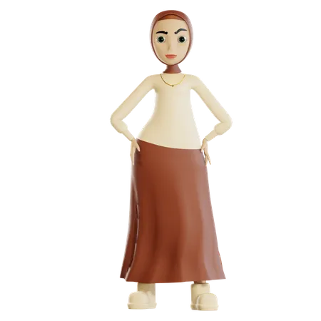 Saudi woman putting hand on waist  3D Illustration