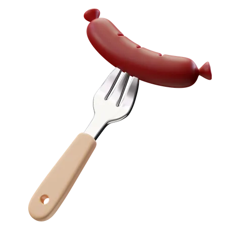3 D Render Illustration Sausage And Fork 3D Icon
