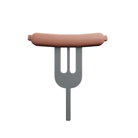Sausage And Fork  3D Icon