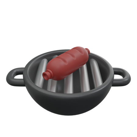 Sausage Grill  3D Icon