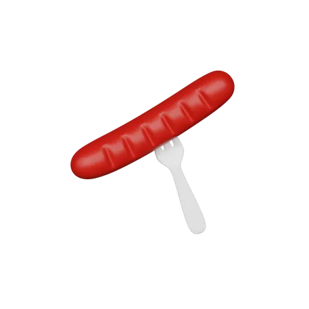 Sausage with fork  3D Icon