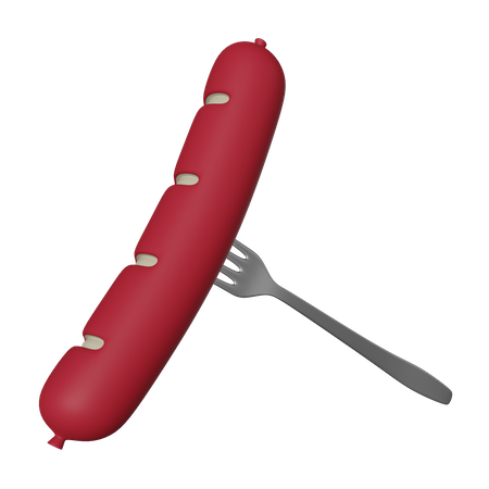 Sausage With Fork  3D Icon