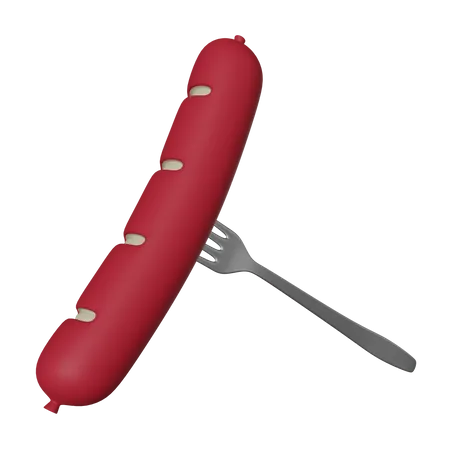 3 D Sausage With Fork Illustration 3D Icon
