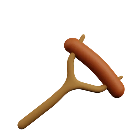 Sausage with stick  3D Illustration