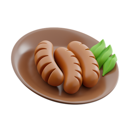 Sausages on a Plate  3D Icon