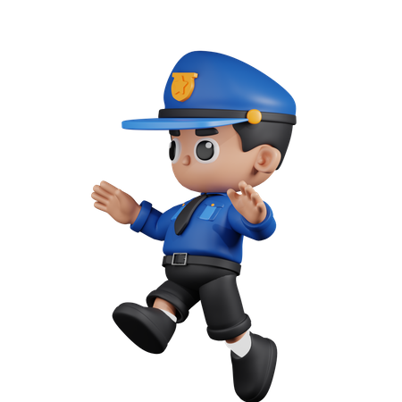 Policier sautant  3D Illustration