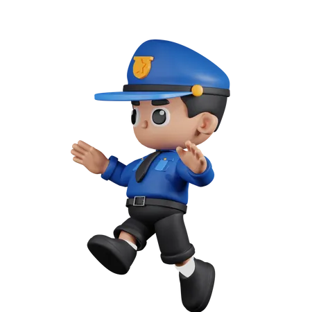 Policier sautant  3D Illustration