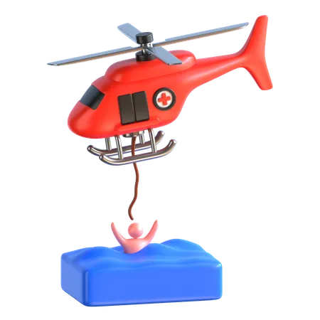 Icone De Sauvetage Et Dintervention En 3 D Par Helicoptere 3D Icon