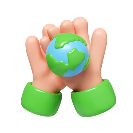 3 D Sustain Earth Concept Human Hands Holding Global Green Planet In Your Hands Save Earth Environment Concept Icon Isolated On White Background 3 D Rendering Illustration Clipping Path 3D Icon