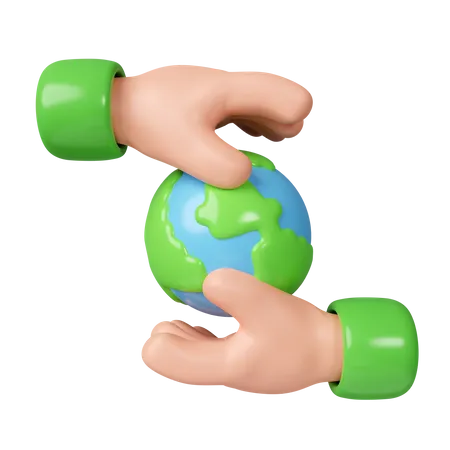 3 D Sustain Earth Concept Human Hands Holding Global Green Planet In Your Hands Save Earth Environment Concept Icon Isolated On White Background 3 D Rendering Illustration Clipping Path 3D Icon