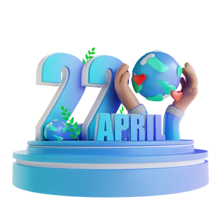 3 D Illustration Podium Mother Earth Day 3D Illustration