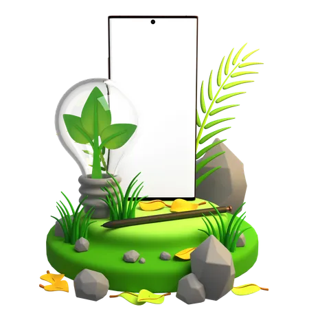 Save Energy Mobile Mockup  3D Illustration