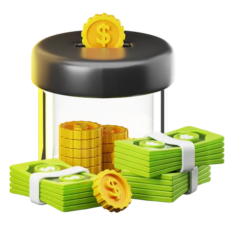 Business And Finance Illustration Money Saving Jar Isolated On Transparant Background 3 D Illustration High Resolution 3D Icon