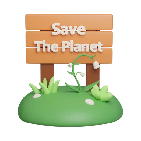 Save The Planet Eco Conservation Sign Eco Global Warming Icons 3 D Illustration 3D Icon