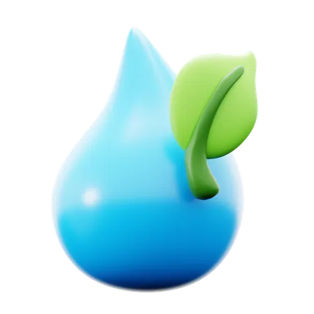 Fresh Pure Water Droplet With Leaf Young Plant For Natural Source Ecology Concept 3 D Icon Illustration Render Design 3D Icon