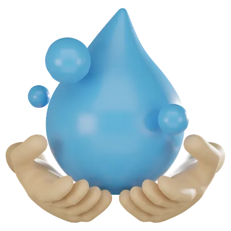 World Water Day Featuring A Hand Holding A Blue Water Drop Ideal For Conveying The Importance Of Water Conservation And Global Environmental Awareness 3 D Render Illustration 3D Icon