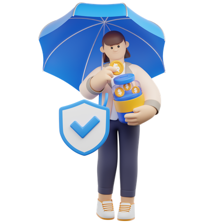 Saves Coins for Insurance  3D Icon
