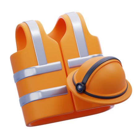 Savety vest and helmet  3D Icon