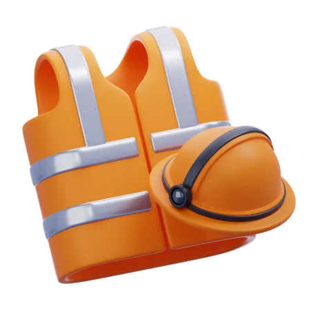 Savety vest and helmet  3D Icon