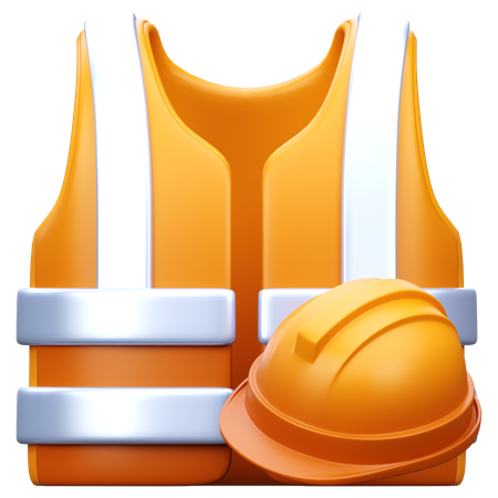 Savety vest and helmet  3D Icon
