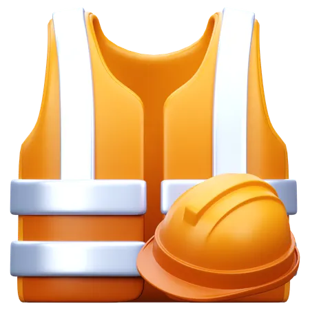 Savety vest and helmet  3D Icon