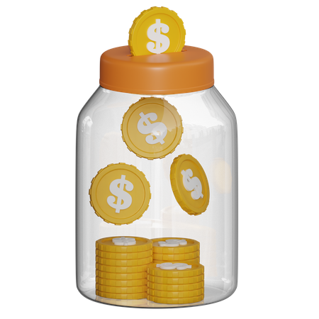 Saving Coins In Jar  3D Icon