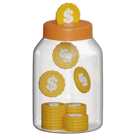 3 D Illustration Saving Coins In Jar 3D Icon