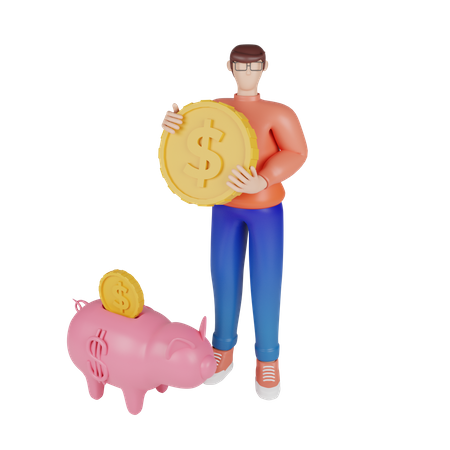 Saving money in savings account 3D Illustration