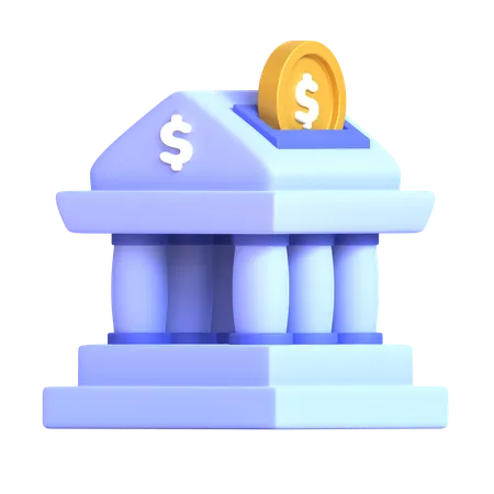 Saving On Bank In 3 D Illustration 3D Icon