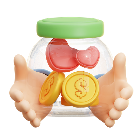 Savings Jar With Coins  3D Icon