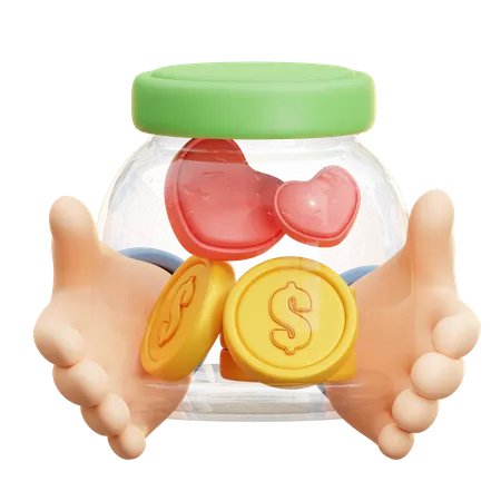 Savings Jar With Coins  3D Icon