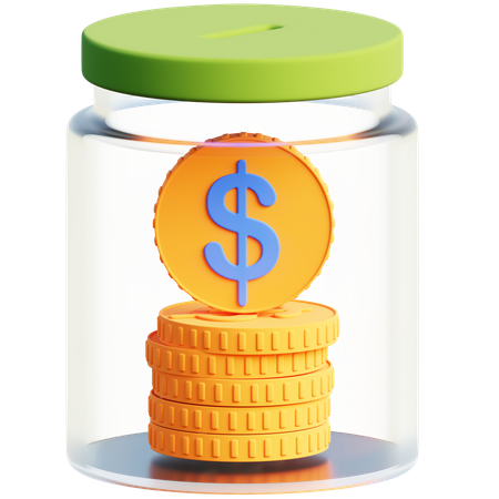 Savings Jar With Coins And Dollar Sign  3D Icon