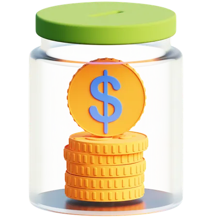 Savings Jar With Coins And Dollar Sign  3D Icon