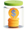 Savings Jar With Coins And Dollar Sign