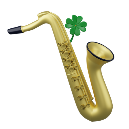 Saxofón con trébol  3D Icon