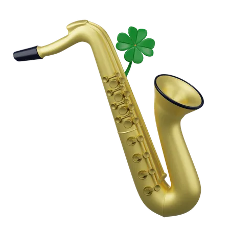 Saxofón con trébol  3D Icon