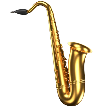 3 D Illustration Of A Black And Gold Saxophone 3D Icon