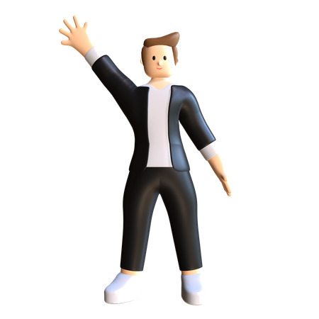 Say Hallo Character  3D Illustration